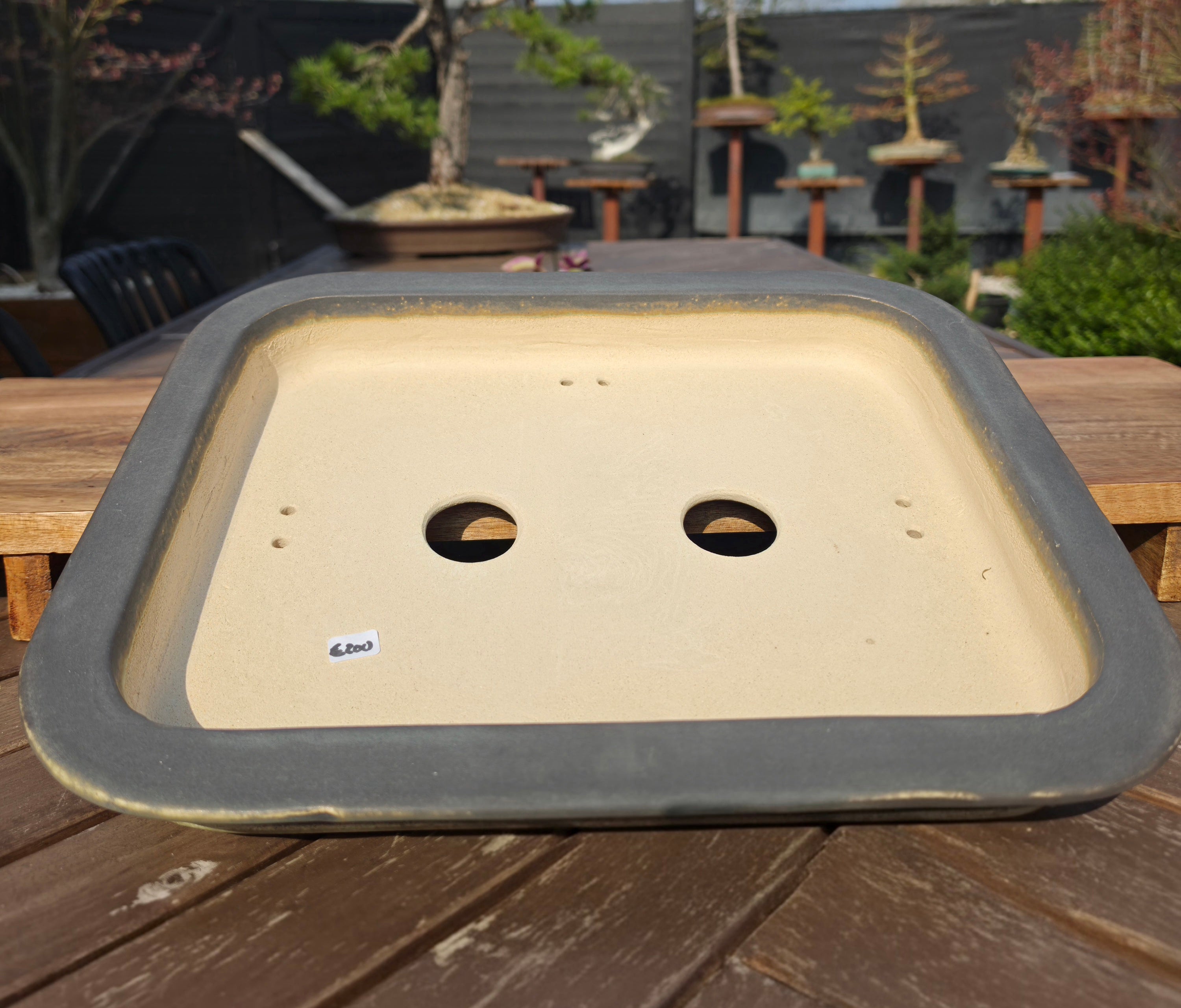 Greg Ceramics Rechthoekige donkergrijze Bonsaipot: Handgemaakt, Eigentijds, Professioneel