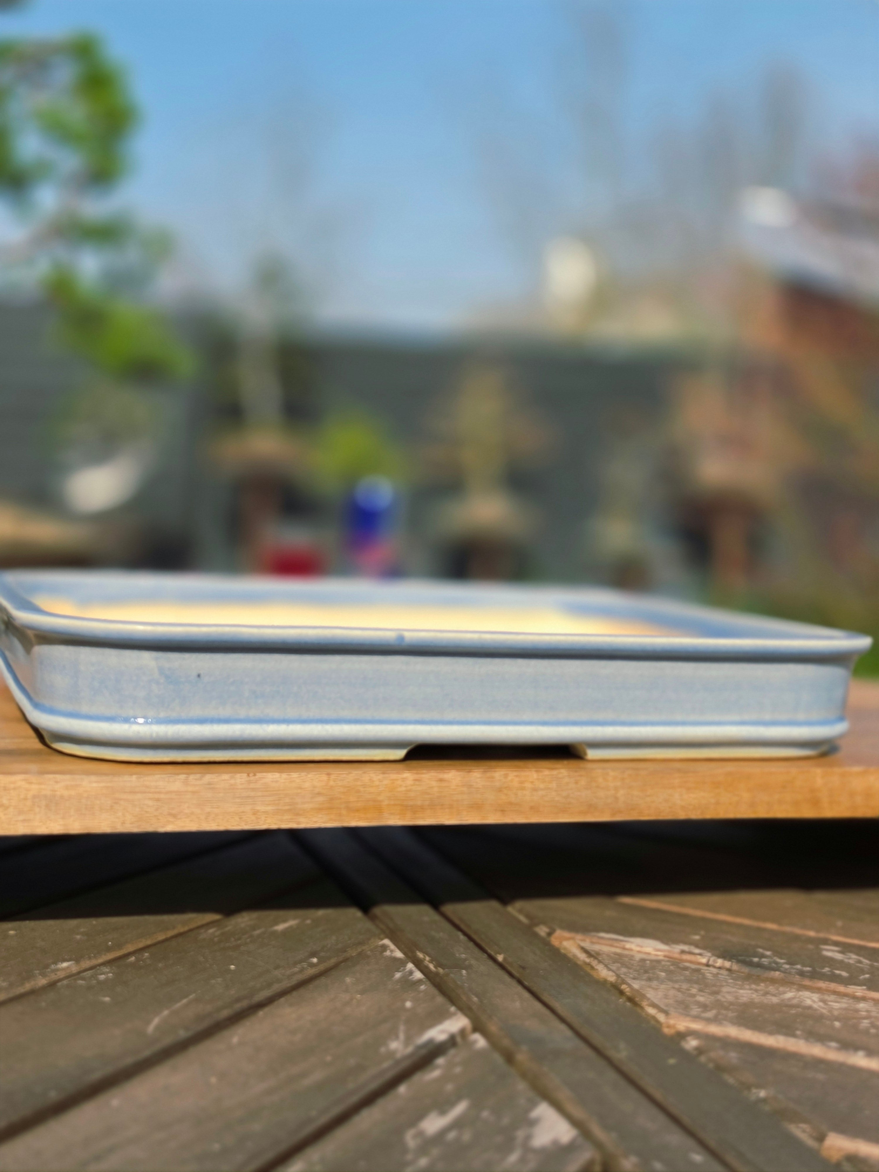 Greg Ceramics Rechthoekige Blauwe Bonsai Pot: Handgemaakt, Eigentijds, Professioneel