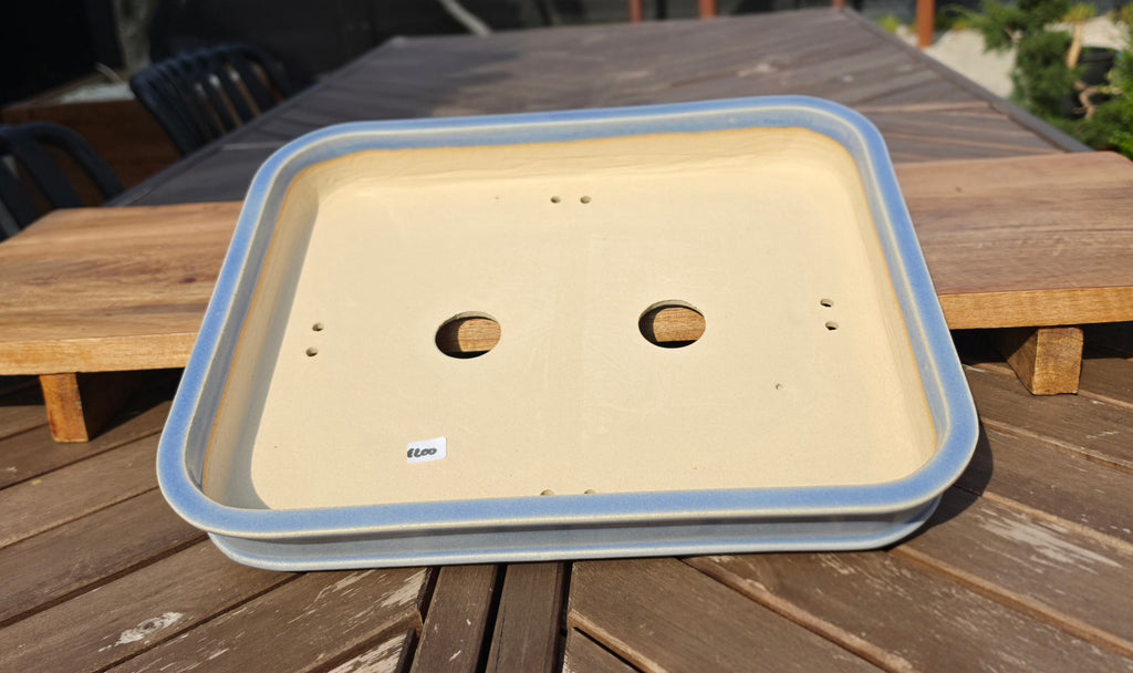 Greg Ceramics Rechthoekige Blauwe Bonsai Pot: Handgemaakt, Eigentijds, Professioneel