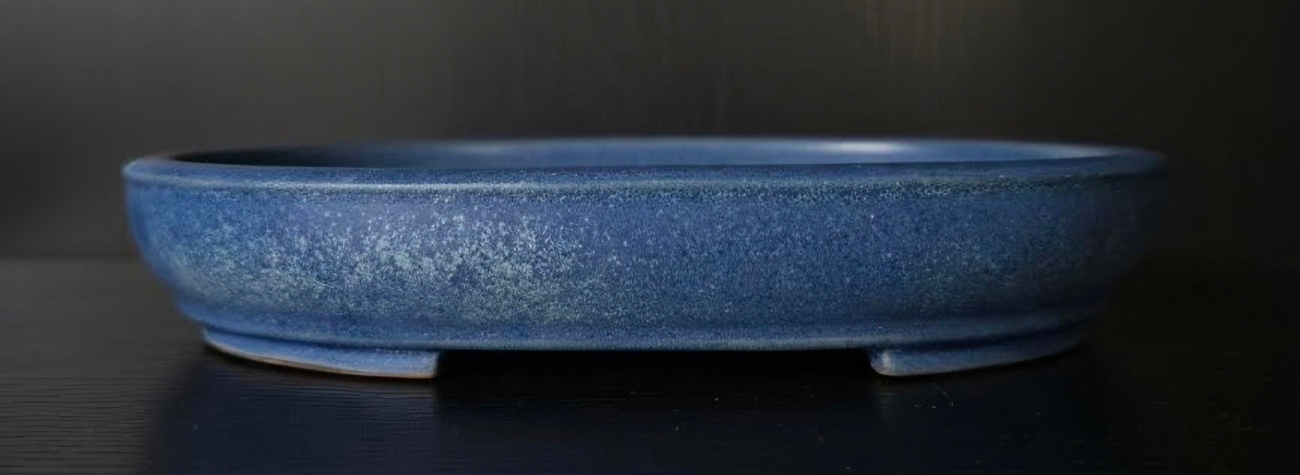 Blauw Ovaal geglazuurd bonsaipotje Klein