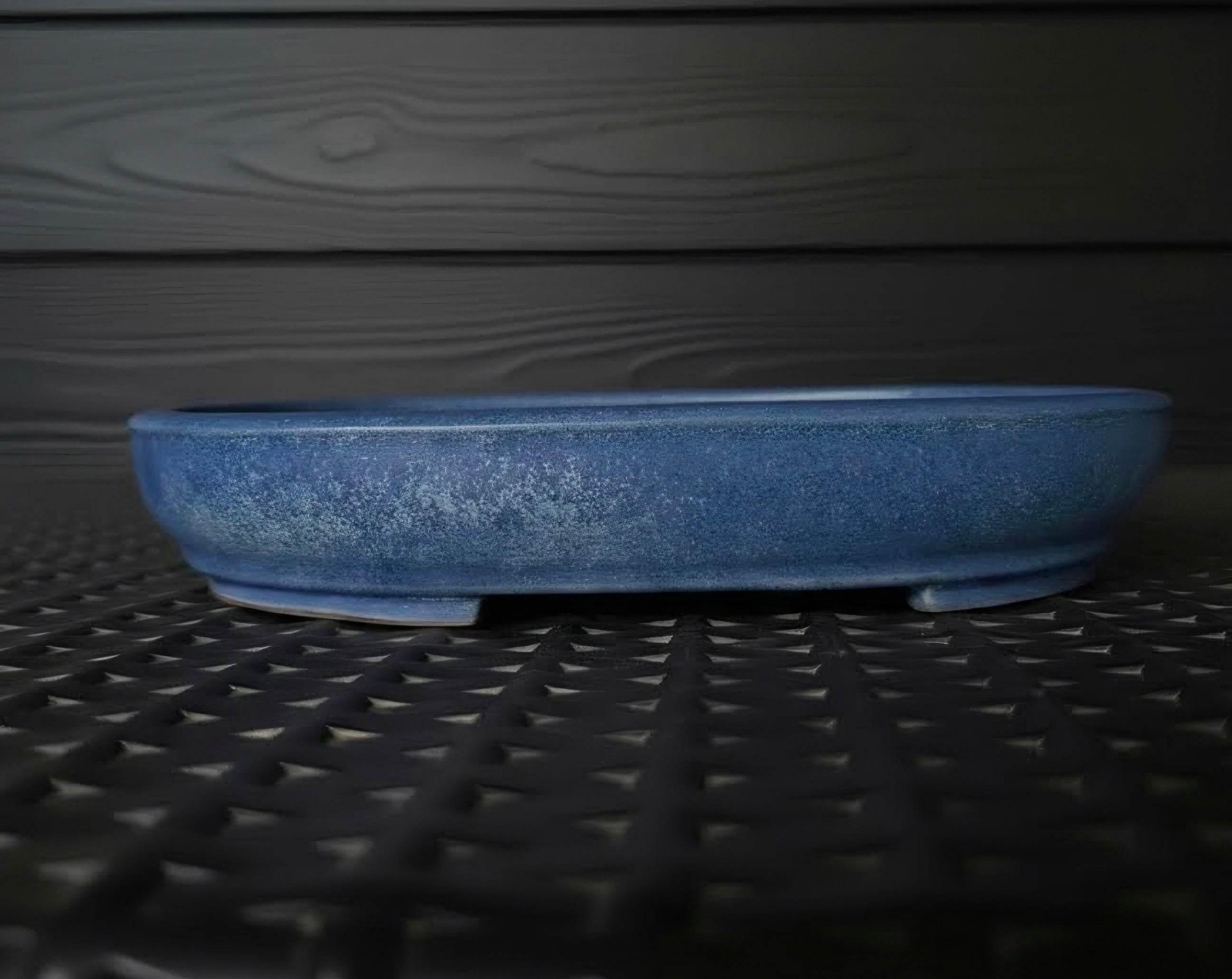 Blauw Ovaal geglazuurd bonsaipotje Klein