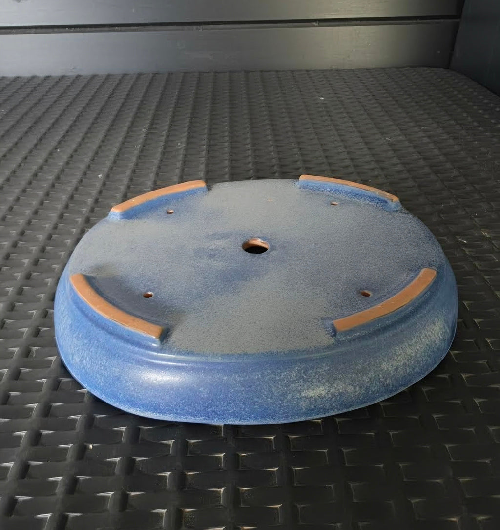 Blauw Ovaal geglazuurd bonsaipotje Klein