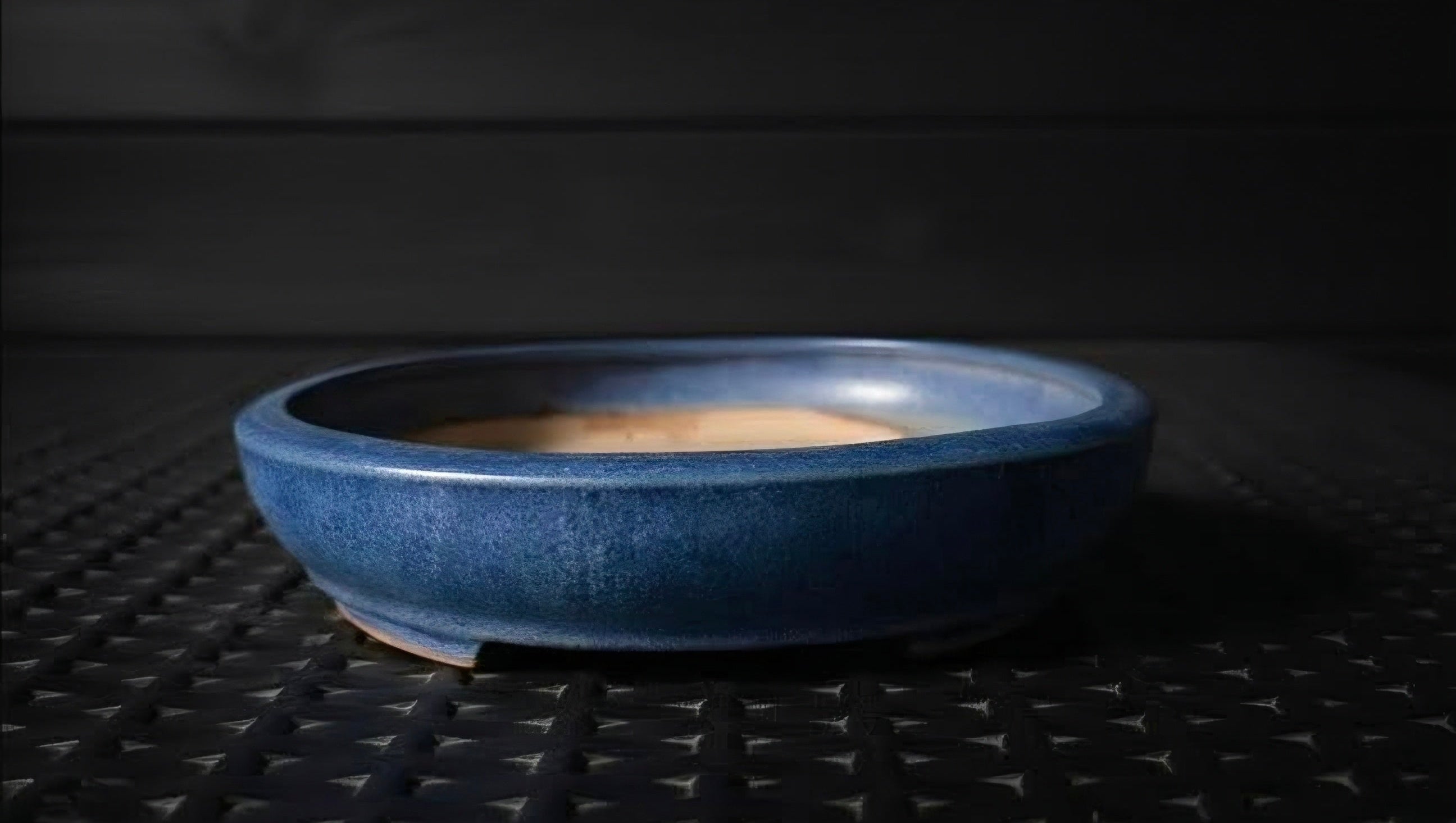 Blauw Ovaal geglazuurd bonsaipotje Klein