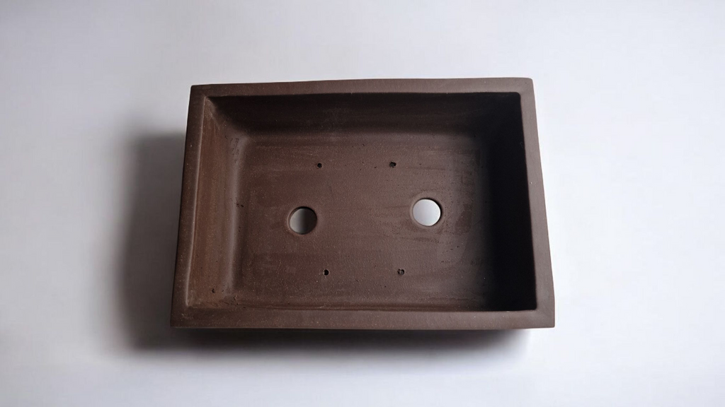 Unglazed rectangular bonsai pot Medium No. 1
